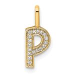 14K  Gold Diamond Letter P Initial Pendant