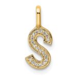 14K  Gold Diamond Letter S Initial Pendant