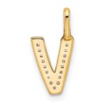 14K  Gold Diamond Letter V Initial Pendant - Image 3