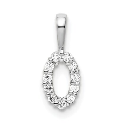 14k White Gold Diamond Number 0 Pendant