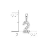 14k White Gold Diamond Number 2 Pendant - Image 3