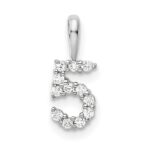 14k White Gold Diamond Number 5 Pendant