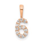 14k Rose Gold Diamond Number 6 Pendant
