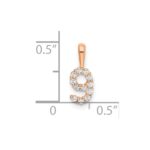 14k Rose Gold Diamond Number 9 Pendant - Image 3