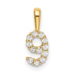 14K Diamond Number 9 Pendant