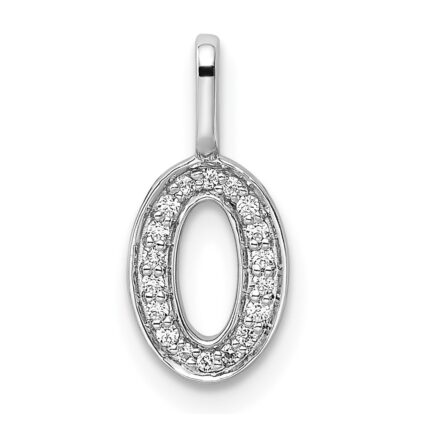 14k White Gold Diamond Number 0 Pendant