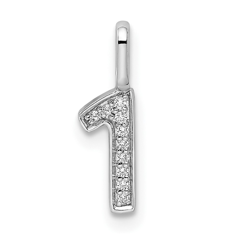 PM8370-1-004-WA.jpg 14k White Gold Diamond Number 1 Pendant - Image 1