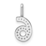 14k White Gold Diamond Number 6 Pendant - Image 4