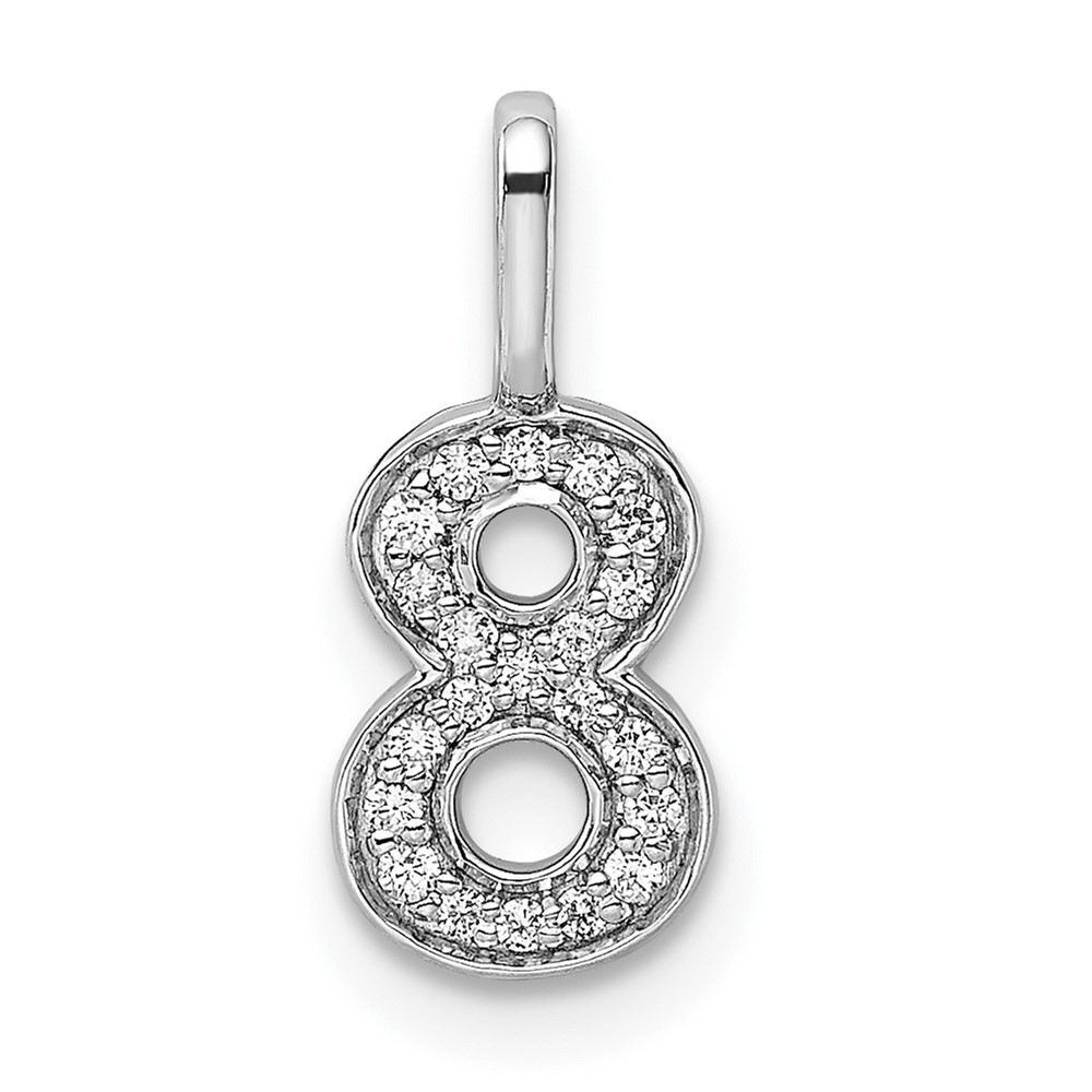PM8370-8-009-WA.jpg 14k White Gold Diamond Number 8 Pendant - Image 1
