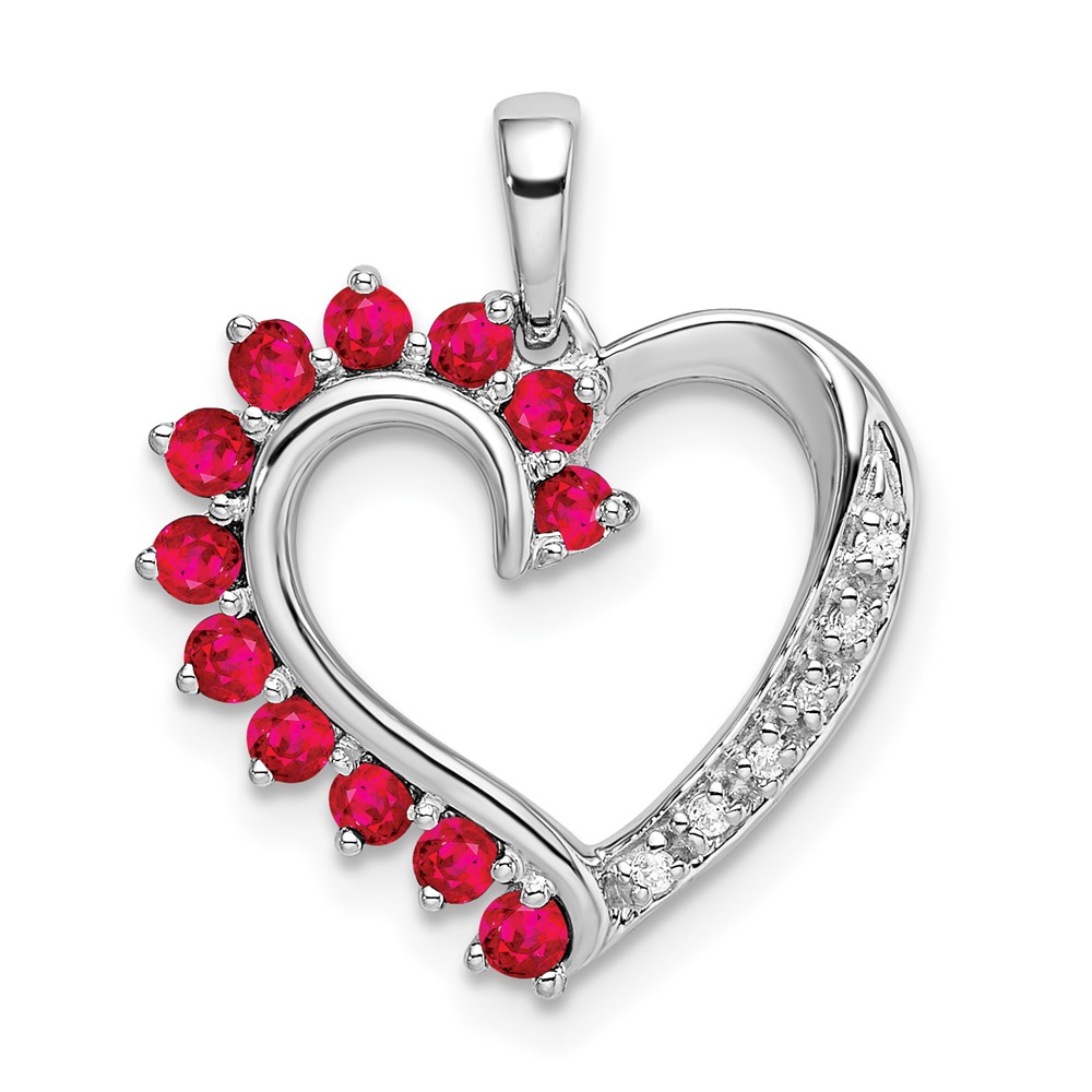 PM8433-003-WA.jpg 14k White Gold Ruby and Diamond Heart Pendant - Image 1