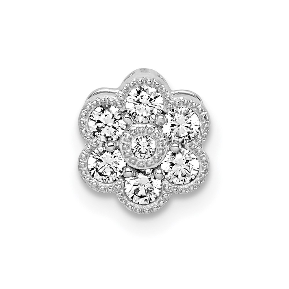 PM8466-025-WAA.jpg 14k White Gold 1/4 carat Lab Grown Diamond VS/SI+ G+ Complete Floral Chain Slide Pendant - Image 1