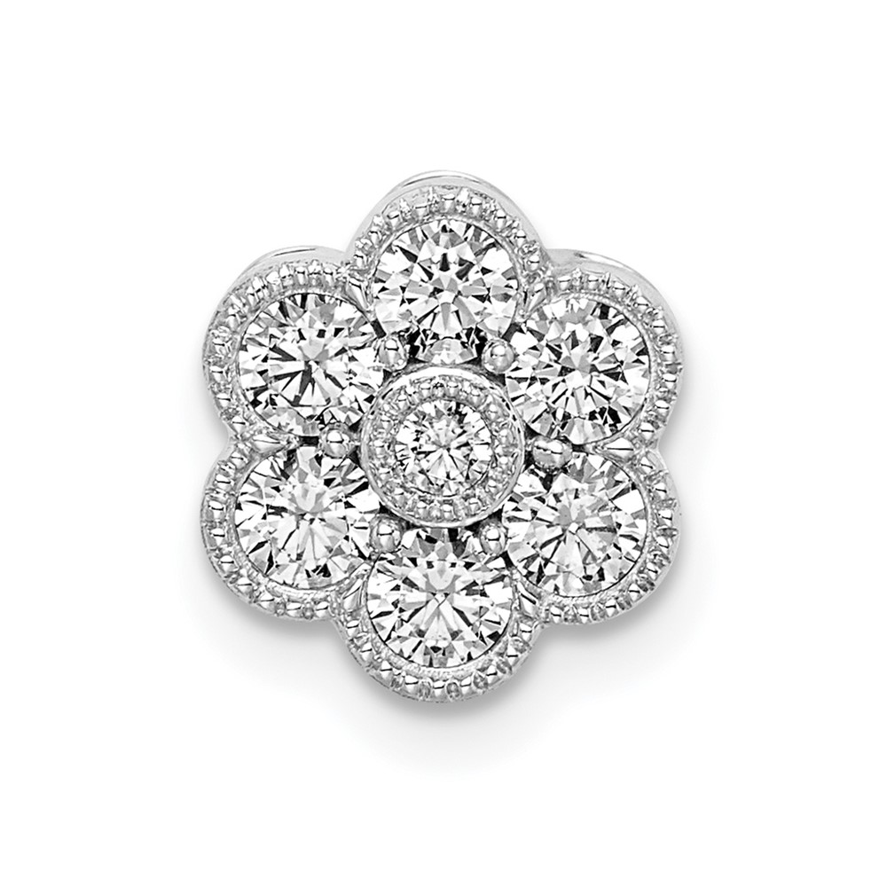 PM8466-050-WAA.jpg 14k White Gold 1/2 carat Lab Grown Diamond VS/SI+ G+ Complete Floral Chain Slide Pendant - Image 1