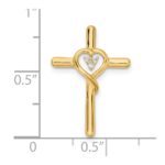 14k Polished Cross with Heart Diamond Chain Slide - Image 3
