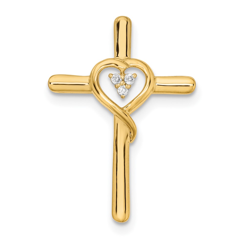 PM8484-002-YA.jpg 14k Polished Cross with Heart Diamond Chain Slide - Image 1
