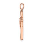 10K Rose Gold Cross w/Heart Diamond Pendant - Image 2