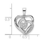 14k White Gold Polished Intertwined Hearts Diamond Pendant - Image 3