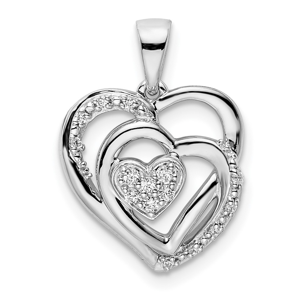 PM8488-010-WA.jpg 14k White Gold Polished Intertwined Hearts Diamond Pendant - Image 1