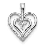 14k White Gold Polished Two Hearts Diamond Pendant