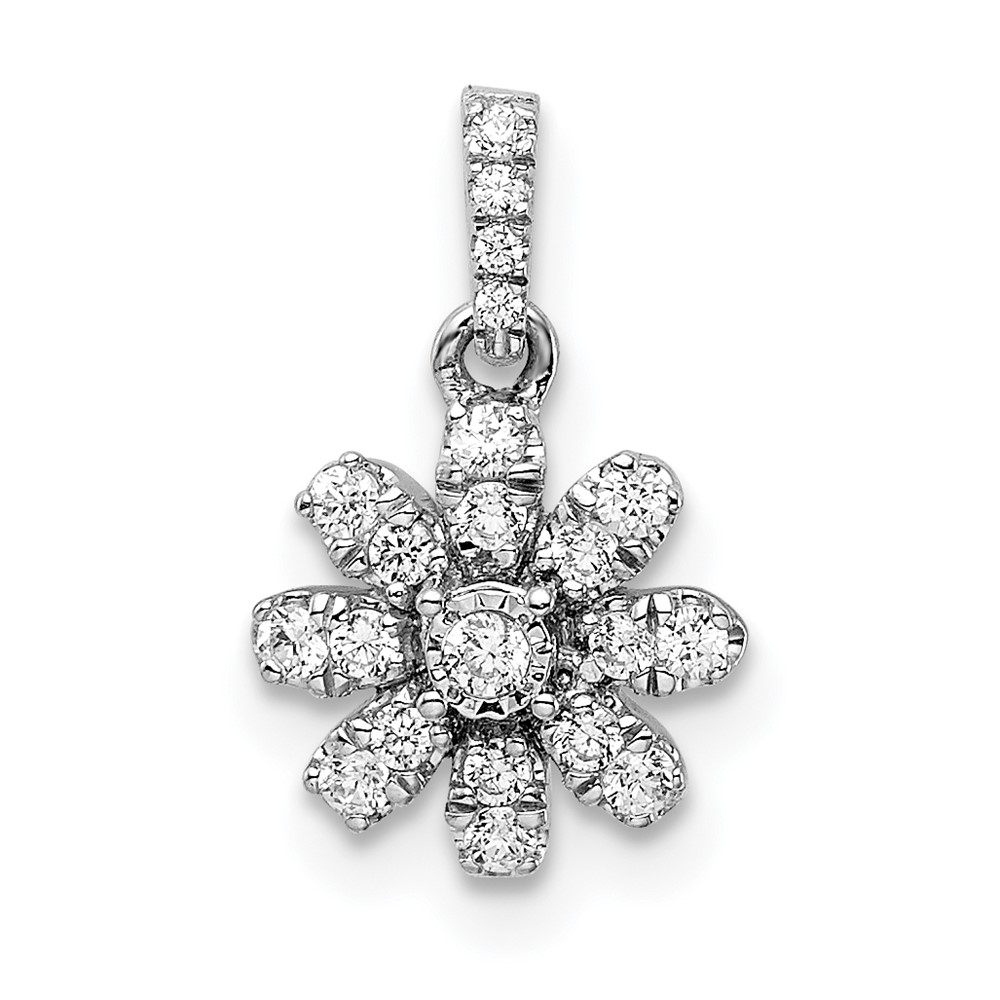 PM8493-018-WA.jpg 14k White Gold Polished 1/6 carat Diamond Flower Pendant - Image 1