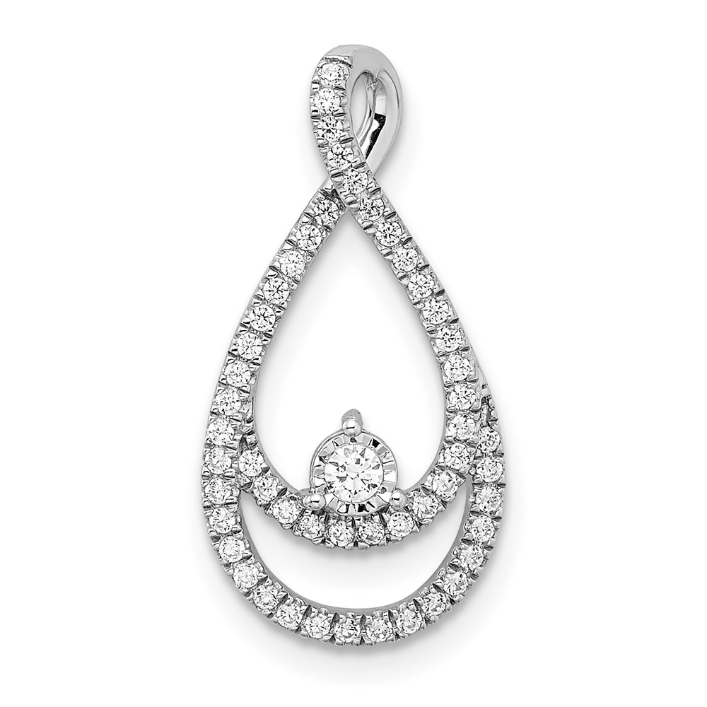 PM8499-020-WA.jpg 14k White Gold 1/5 carat Diamond Double Teardrop Chain Slide - Image 1