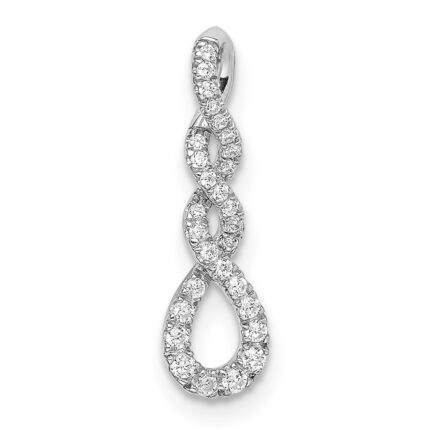 14k White Gold 1/8 carat Diamond Fancy Twist Chain Slide