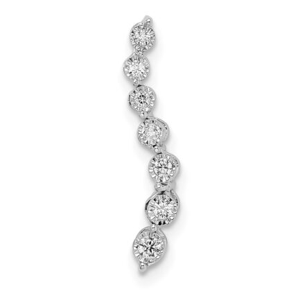 14k White Gold 1/10 carat Graduating Diamond Curved Chain Slide