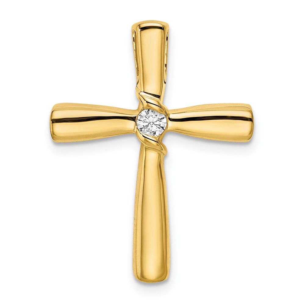 PM8517-010-YA.jpg 14k Polished 1/10 carat Diamond Cross Chain Slide - Image 1