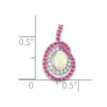 14k White Gold Pink Tourmaline/Opal/Diamond Chain Slide - Image 3
