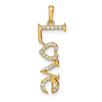 14k Polished LOVE Diamond Pendant