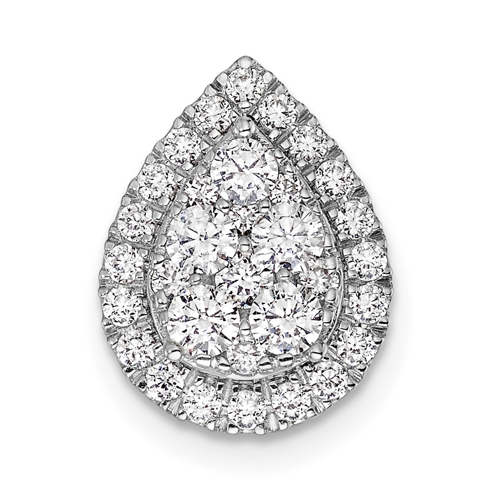 PM8816-068-WAA.jpg 14k White Gold 5/8 carat Lab Grown Diamond VS/SI+ G+ Complete Teardrop Halo Chain Slide Pendant - Image 1