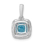 14k White Gold 1/4 carat Lab Grown Diamond VS/SI+ G+ December Birthstone Blue Topaz Halo Pendant - Image 3