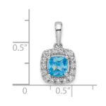 14k White Gold 1/4 carat Lab Grown Diamond VS/SI+ G+ December Birthstone Blue Topaz Halo Pendant - Image 4