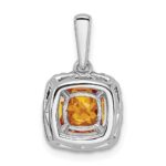14k White Gold 1/4 carat Lab Grown Diamond VS/SI+ G+ November Birthstone Citrine Halo Pendant - Image 3