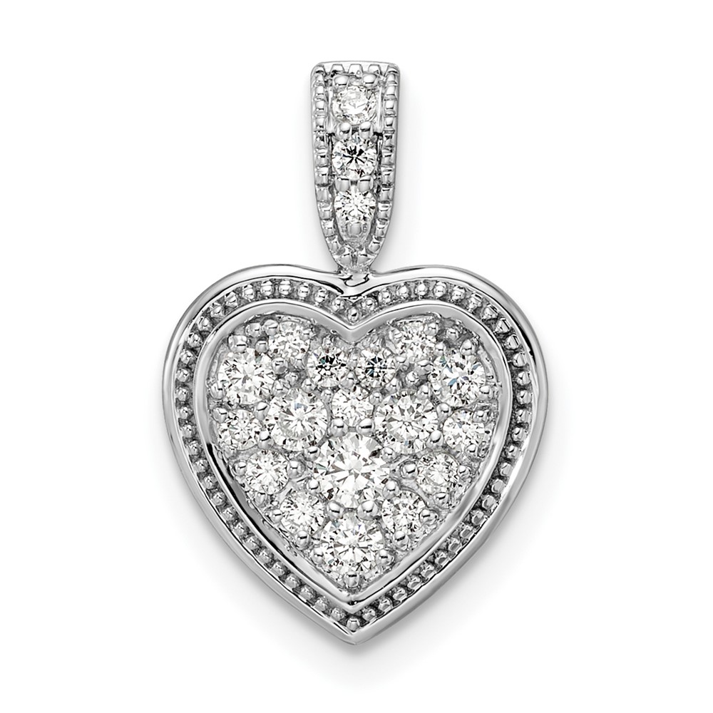 PM9141-038-WAA.jpg 14k White Gold 3/8 carat Lab Grown Diamond VS/SI+ G+ Complete Framed Heart Pendant - Image 1