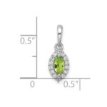 14k White Gold 1/10 carat Lab Grown Diamond VS/SI+ G+ and Peridot August Birthstone Pendant - Image 4