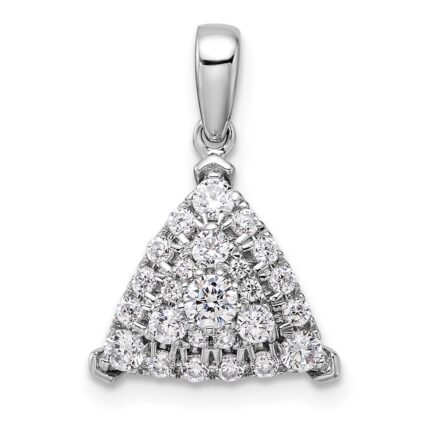 14k White Gold 1/2 carat Lab Grown Diamond VS/SI+ G+ Complete Triangle Cluster Pendant