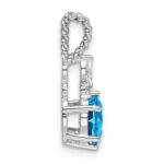 14K White Gold Diamond and 7x5 Oval December/Blue Topaz Twisted Chain Slide - Image 2