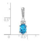 14K White Gold Diamond and 7x5 Oval December/Blue Topaz Twisted Chain Slide - Image 4