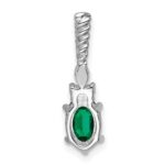 14K White Gold Diamond and 7x5 Oval May/Lab Created Emerald Twisted Chain Slide - Image 3