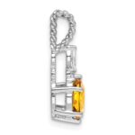 14K White Gold Diamond and 7x5 Oval November/Citrine Twisted Chain Slide - Image 2
