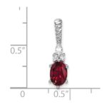 14K White Gold Diamond and 7x5 Oval July/Lab Created Ruby Twisted Chain Slide - Image 4