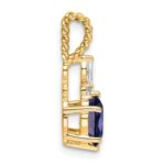 14K Diamond and 7x5 Oval September/Lab Created Sapphire Twisted Chain Slide - Image 2