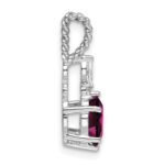 14K White Gold Diamond and 7x5 Oval June/Rhodolite Garnet Twisted Chain Slide - Image 2