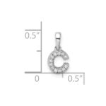 14K  White Gold Diamond Letter C Initial with Bail Pendant - Image 4