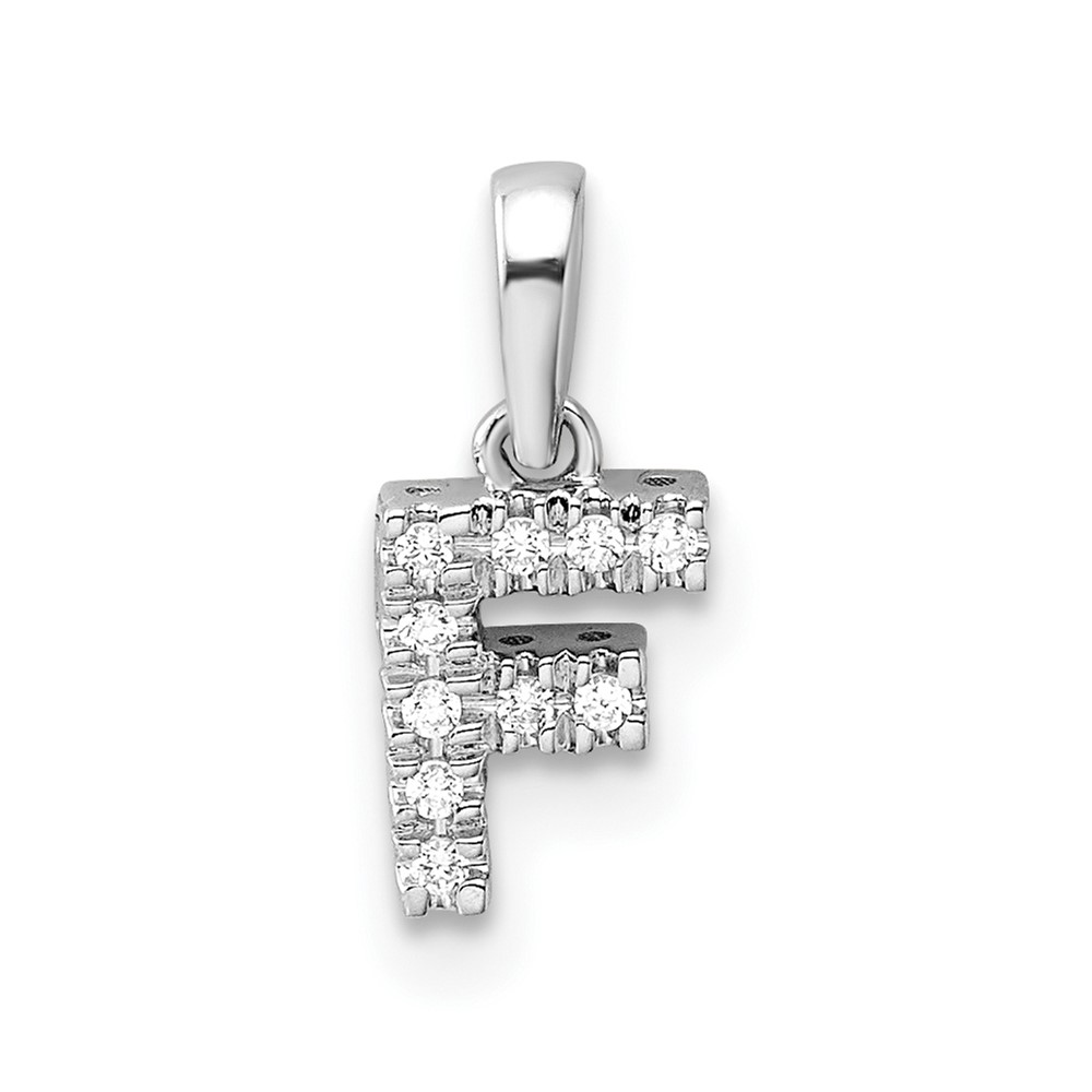 PM9797F-005-WA.jpg 14K White Gold Diamond Letter F Initial with Bail Pendant - Image 1