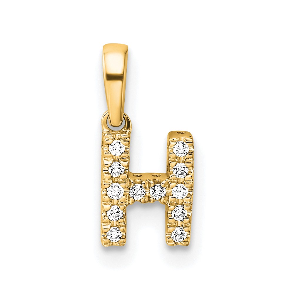 PM9797H-006-YA.jpg 14K Diamond Letter H Initial with Bail Pendant - Image 1