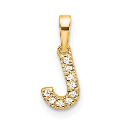 10K Diamond Letter J Initial with Bail Pendant