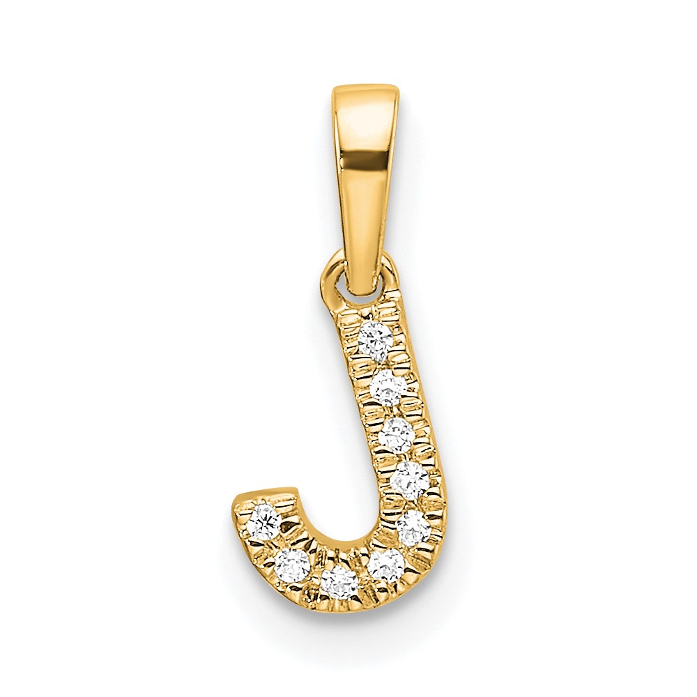 PM9797J-004-1YA.jpg 10K Diamond Letter J Initial with Bail Pendant - Image 1