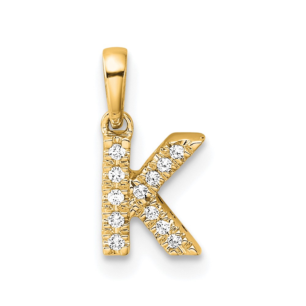 PM9797K-005-YA.jpg 14K Diamond Letter K Initial with Bail Pendant - Image 1