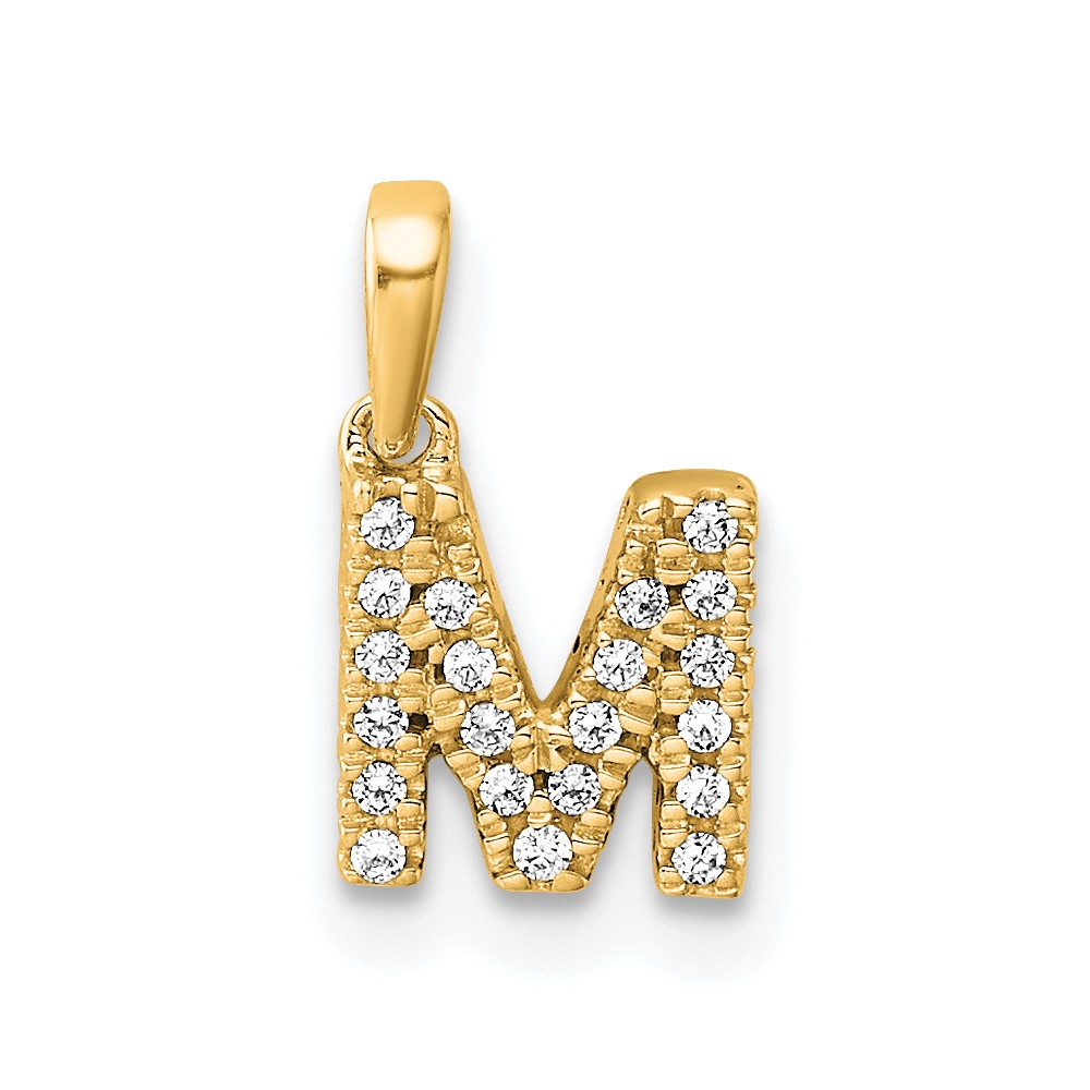PM9797M-009-YA.jpg 14K Diamond Letter M Initial with Bail Pendant - Image 1